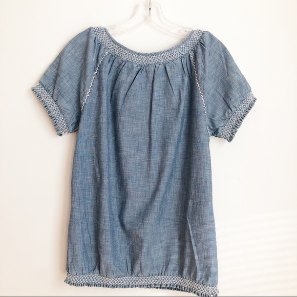 Lucky Brand Denim Boho Peasant Top - Picture 5 of 8
